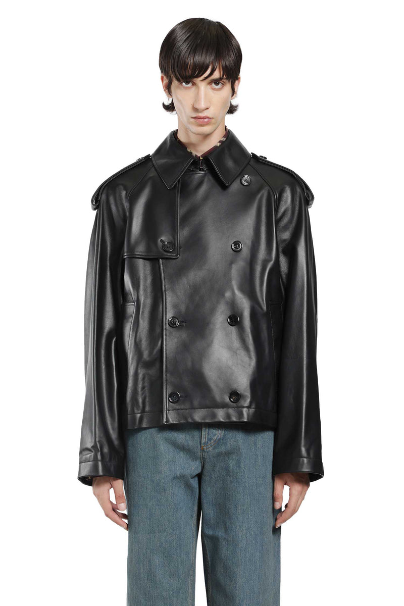 BURBERRY Cropped Leather Leadenham Trench Coat man