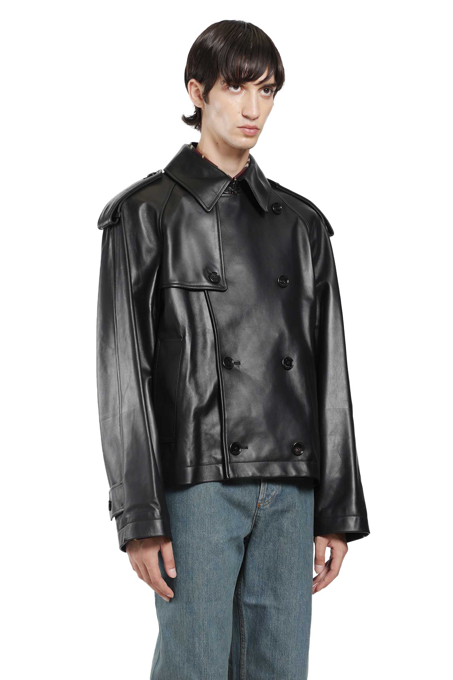 BURBERRY Cropped Leather Leadenham Trench Coat man