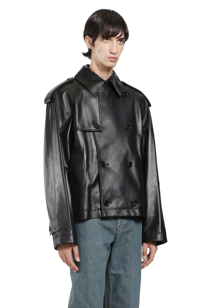 Cropped Leather Leadenham Trench Coat