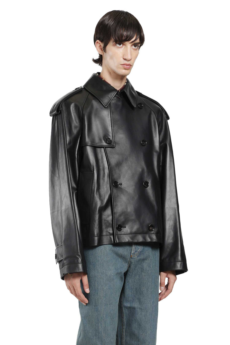 BURBERRY Cropped Leather Leadenham Trench Coat man