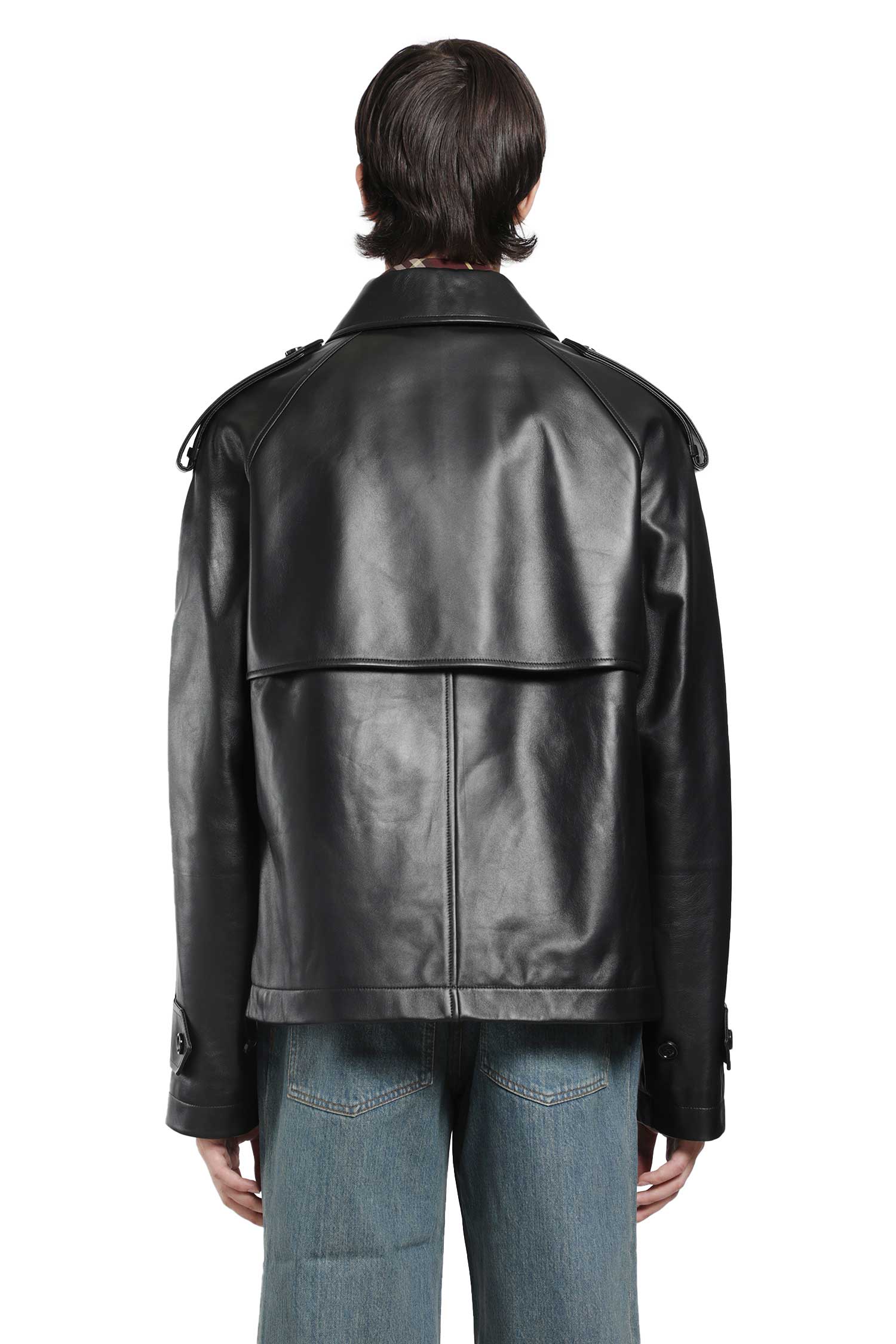 Cropped Leather Leadenham Trench Coat