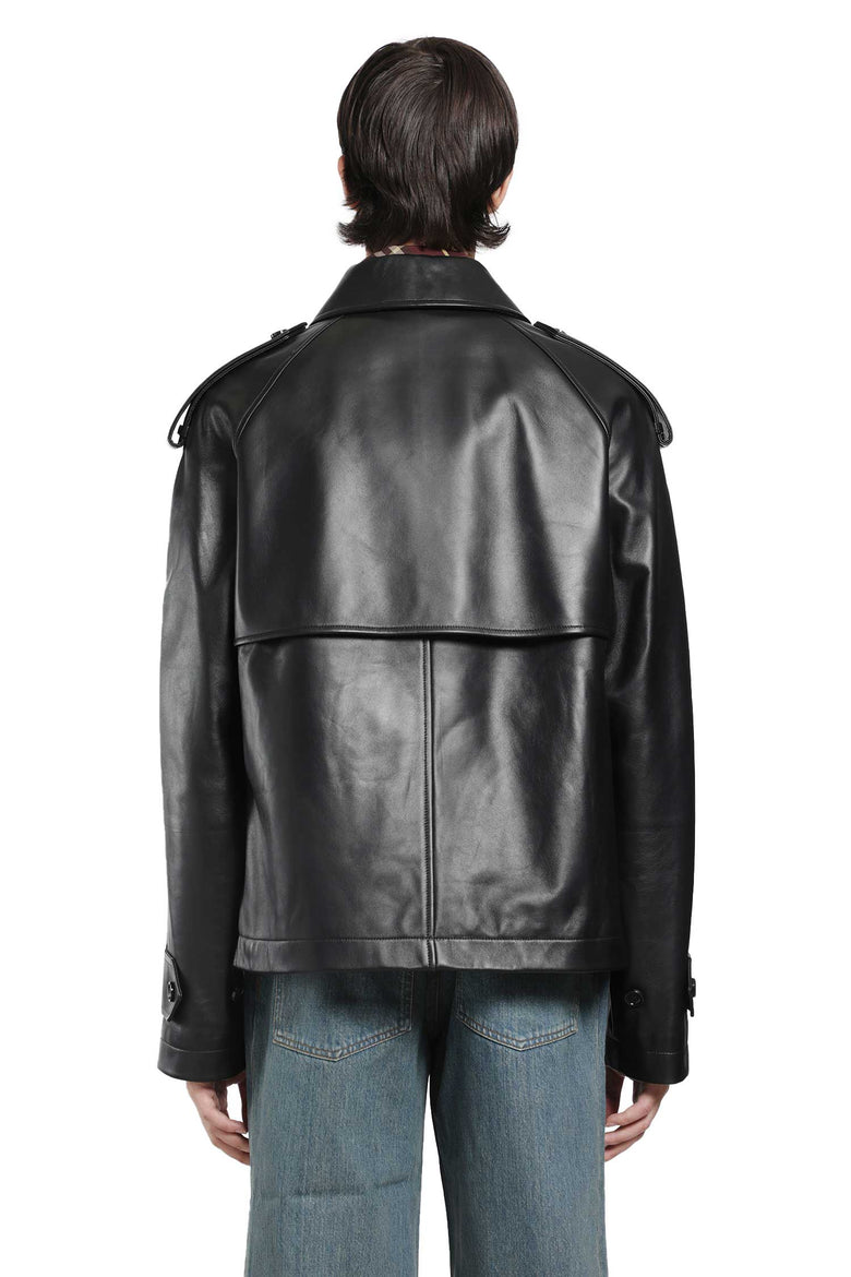 BURBERRY Cropped Leather Leadenham Trench Coat man