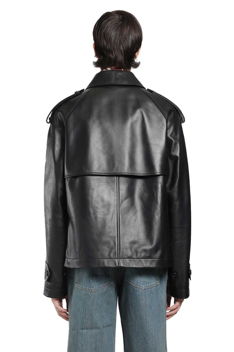 BURBERRY Cropped Leather Leadenham Trench Coat man