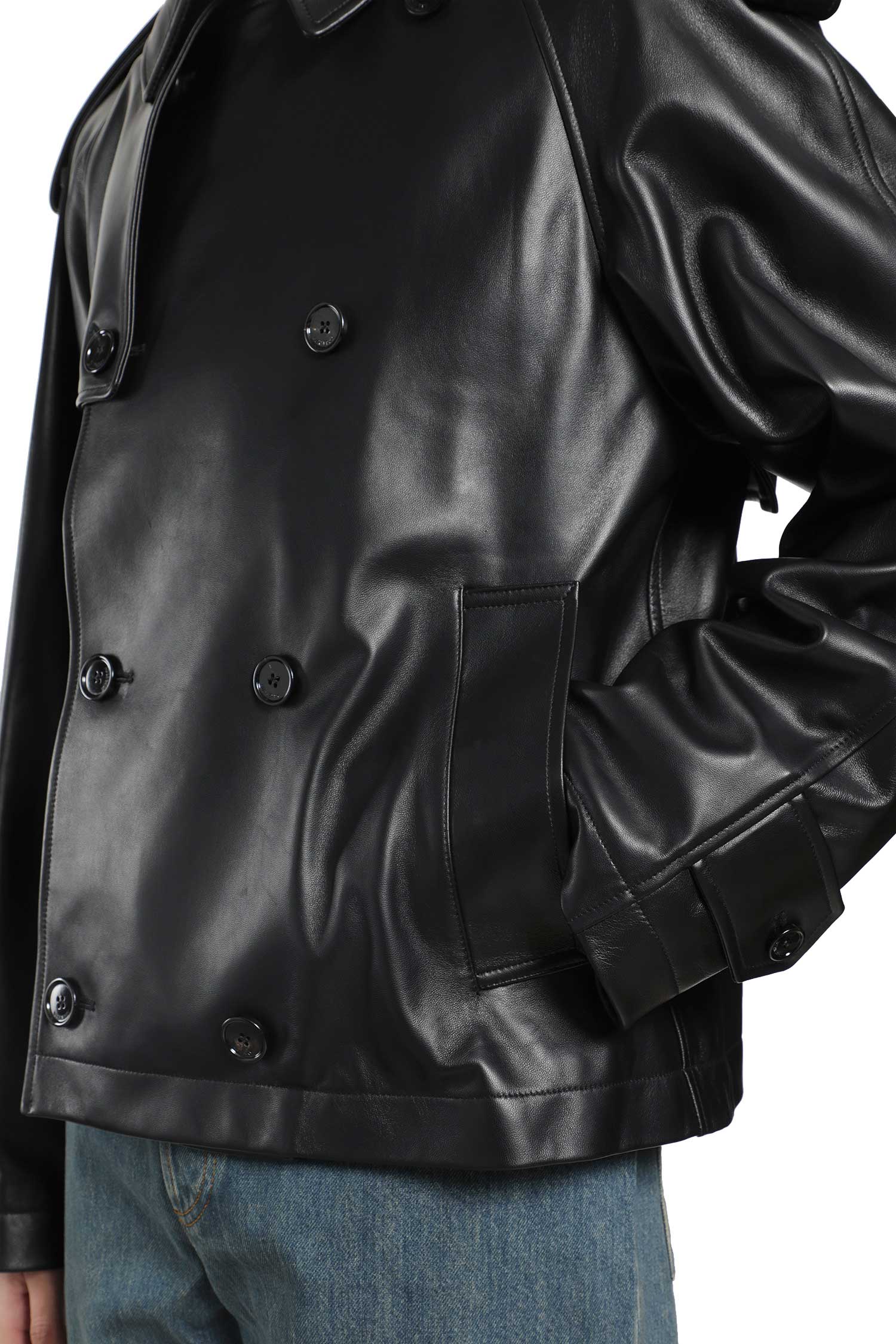 BURBERRY Cropped Leather Leadenham Trench Coat man