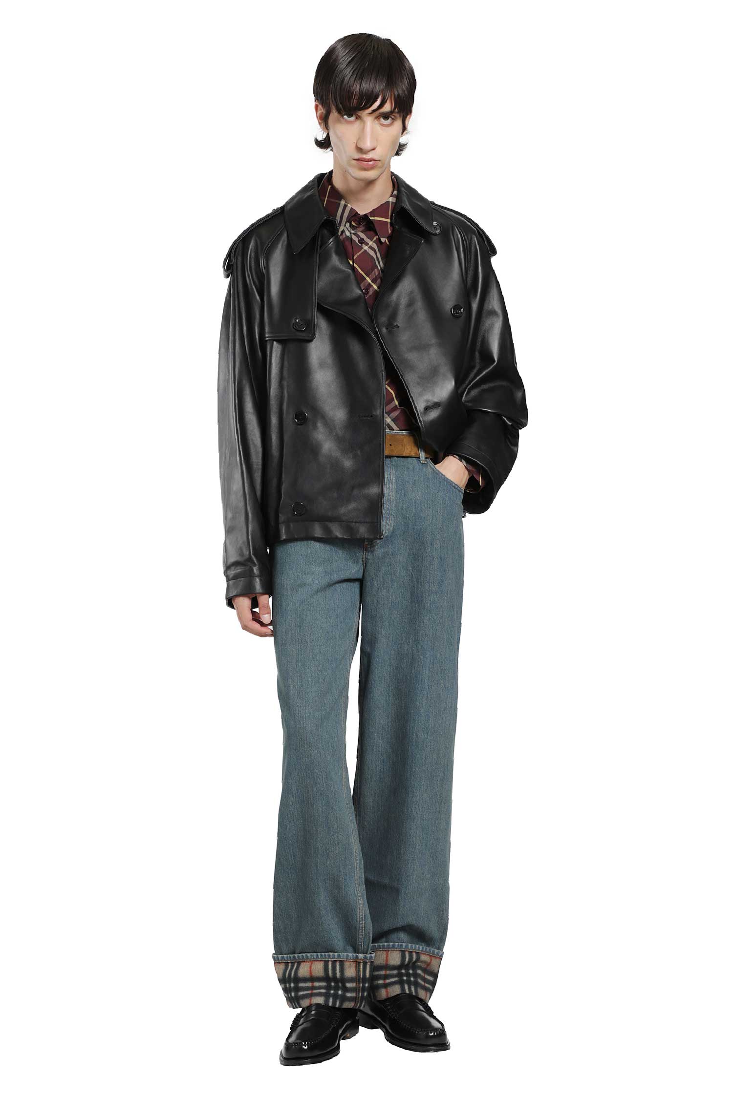 BURBERRY Cropped Leather Leadenham Trench Coat man