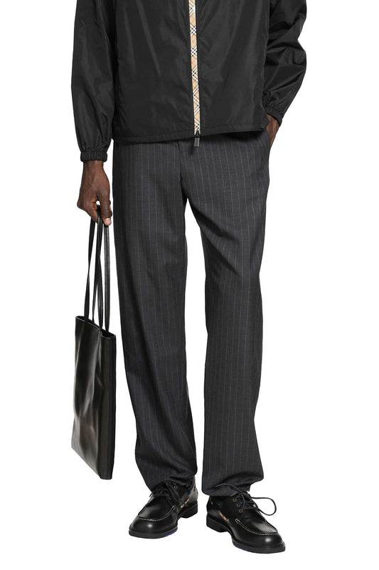 Pinstriped Wool Track Pants