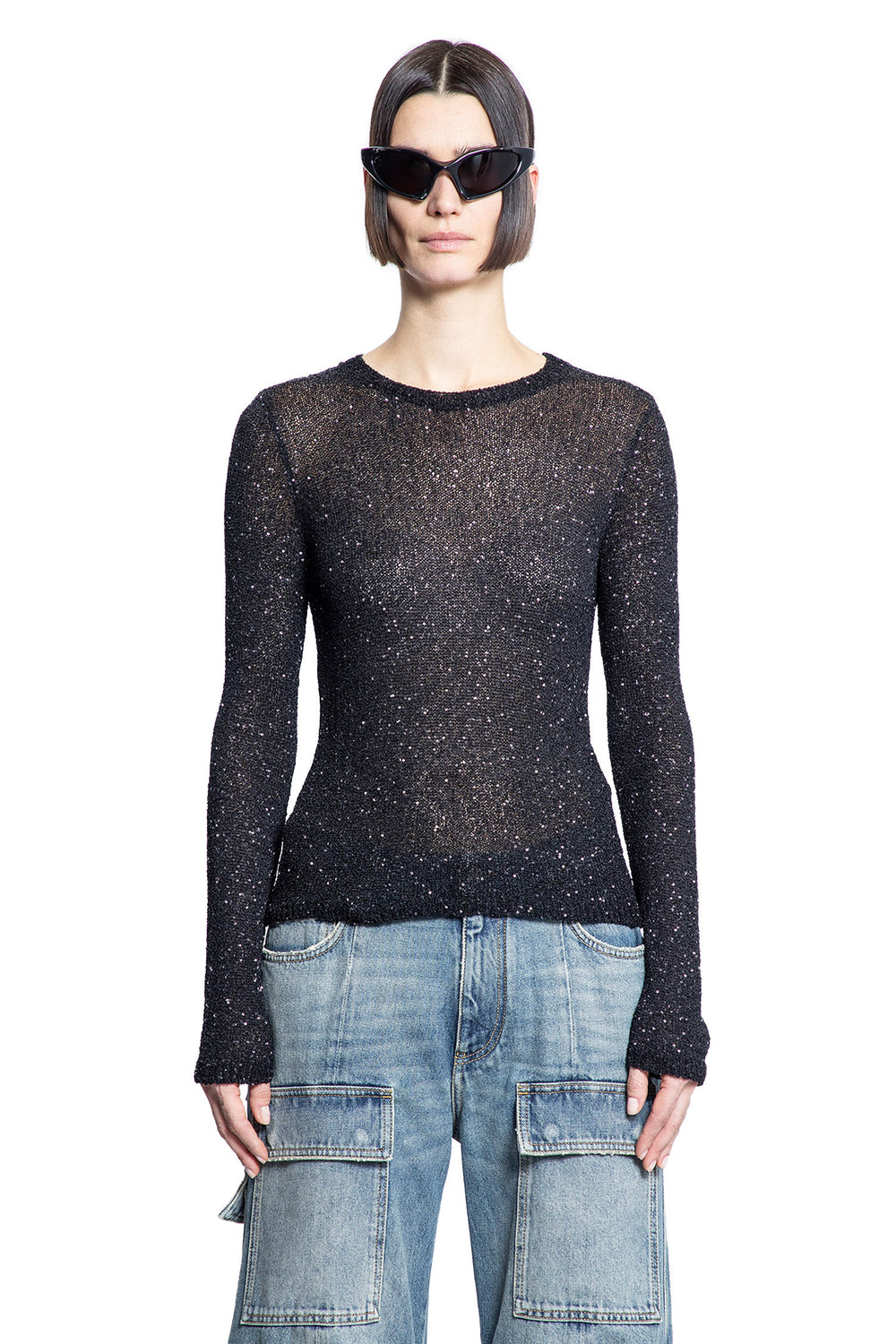 BALENCIAGA WOMAN BLACK KNITWEAR