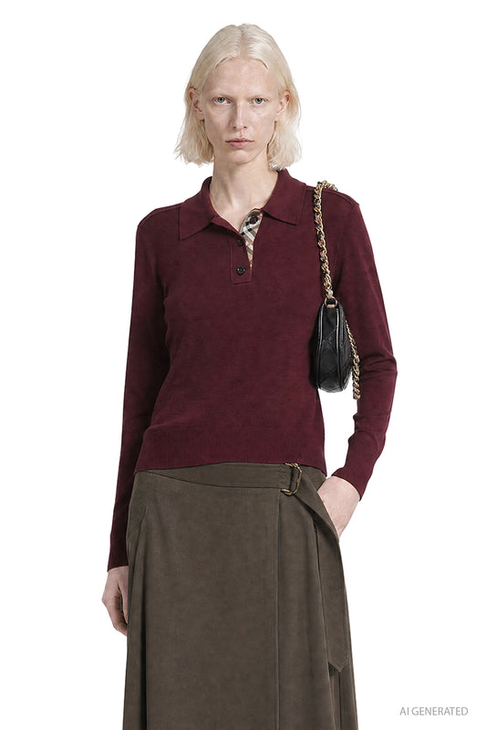 Long Sleeve Wool Polo Shirt