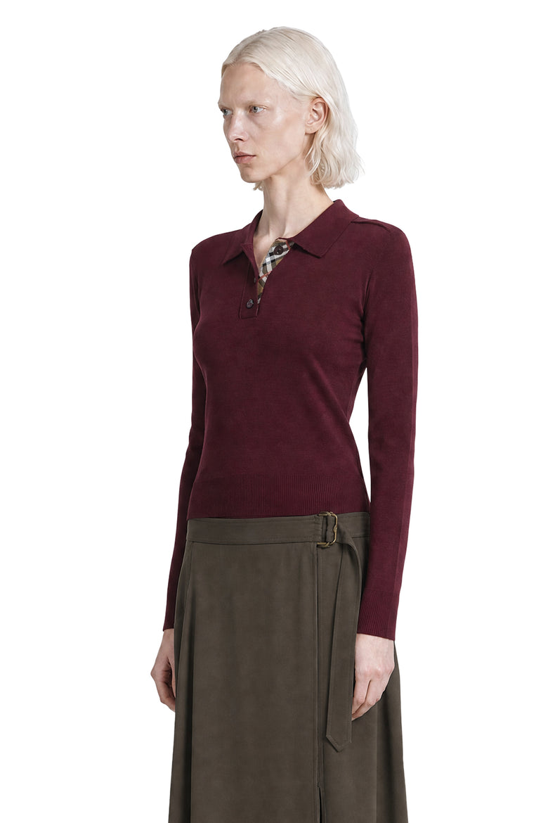 BURBERRY Long Sleeve Wool Polo Shirt woman