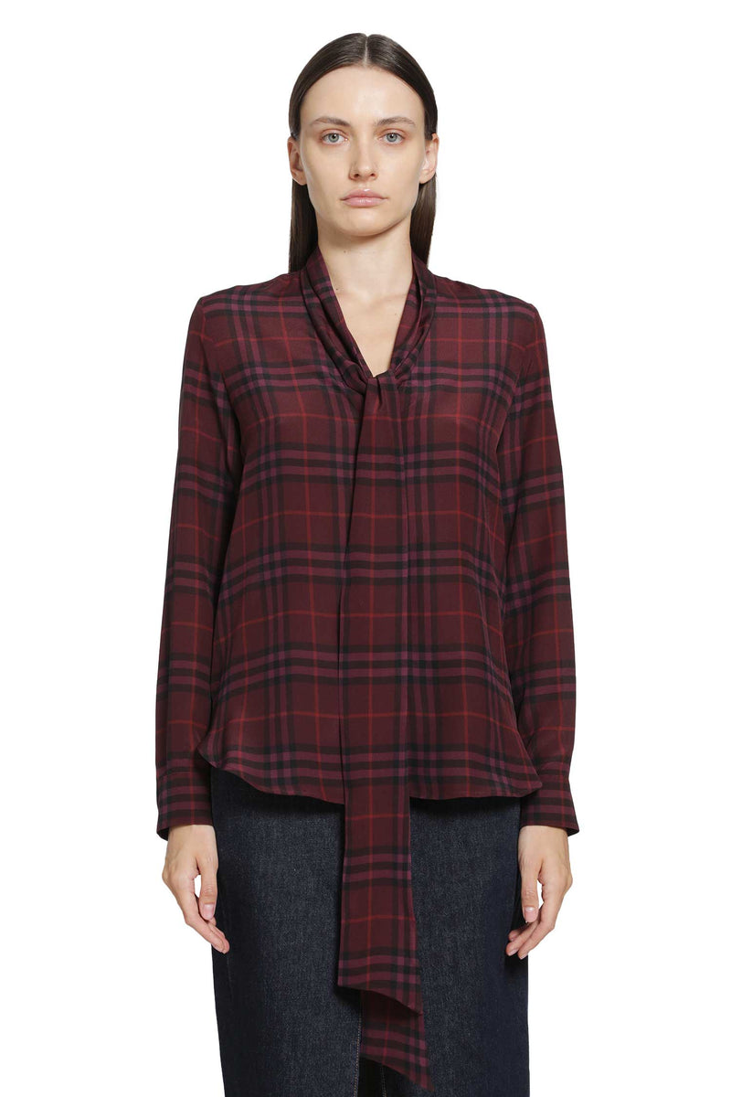 BURBERRY Check Silk Scarf Blouse woman