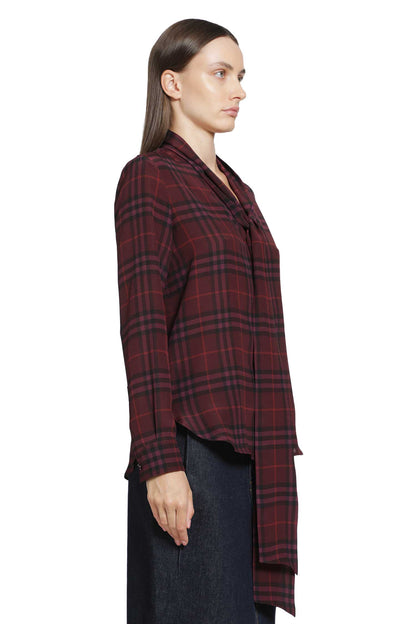 Check Silk Scarf Blouse
