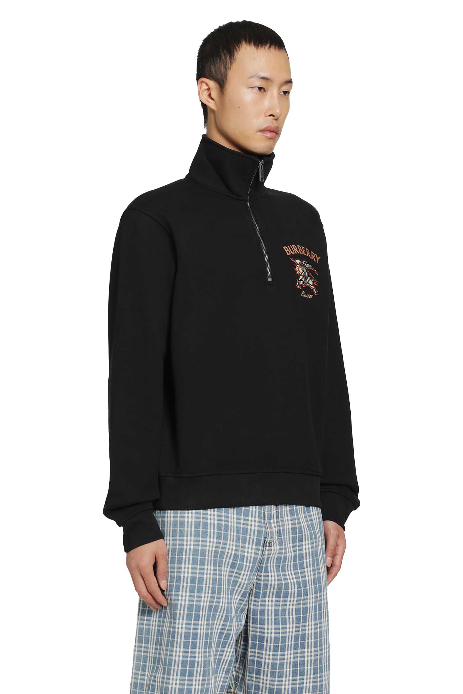 BURBERRY Knight Check Half-Zip Sweatshirt man