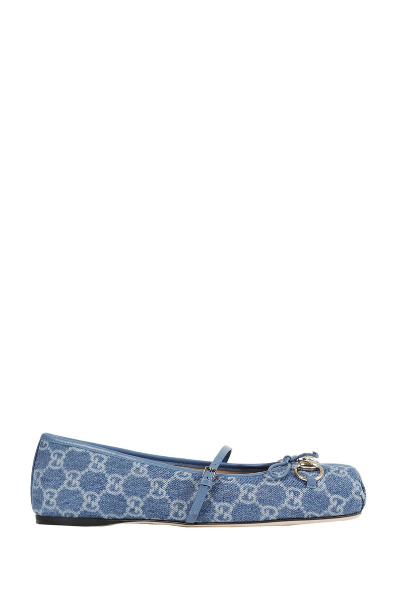 GUCCI Horsebit Denim Ballet Flats woman