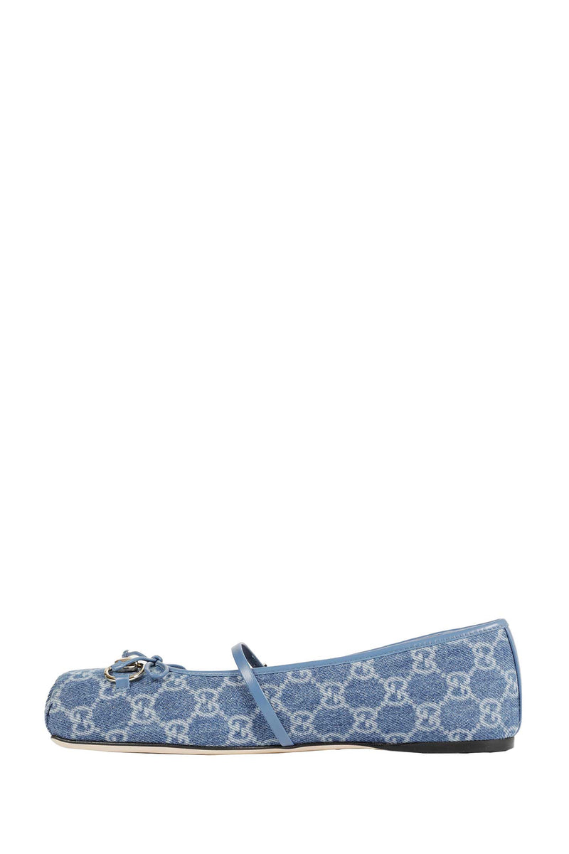 GUCCI Horsebit Denim Ballet Flats woman