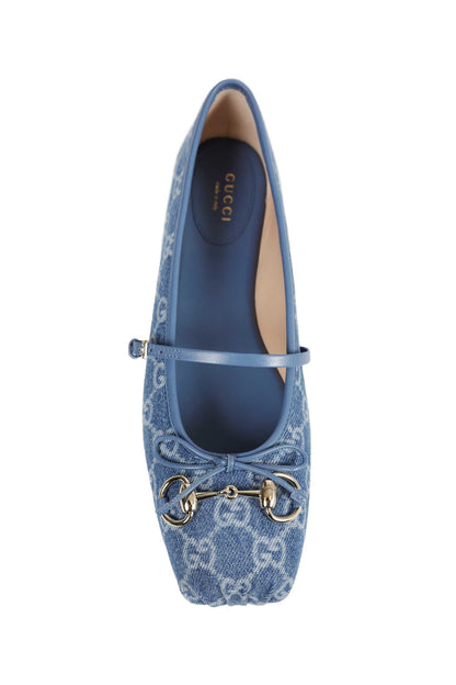 Horsebit Denim Ballet Flats