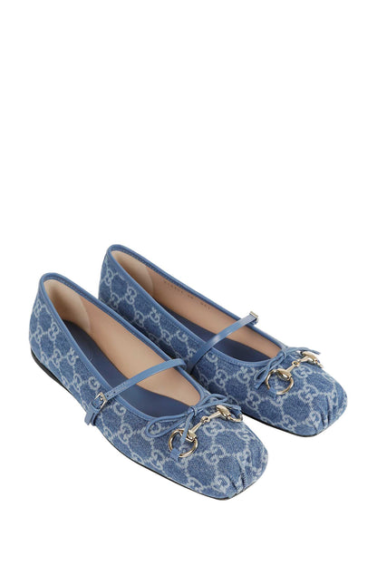 Horsebit Denim Ballet Flats