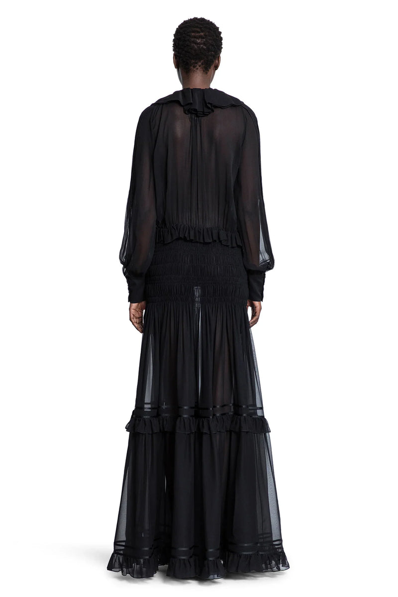 Ruffled Dress in Silk Crêpe Muslin - Antonioli.eu