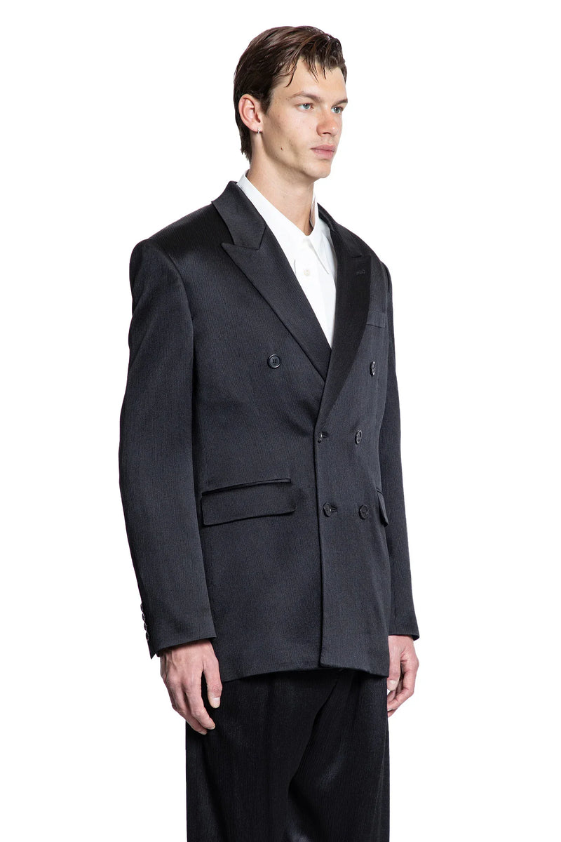 Double-Breasted Blazer in Silk Satin Crepon - Antonioli.eu