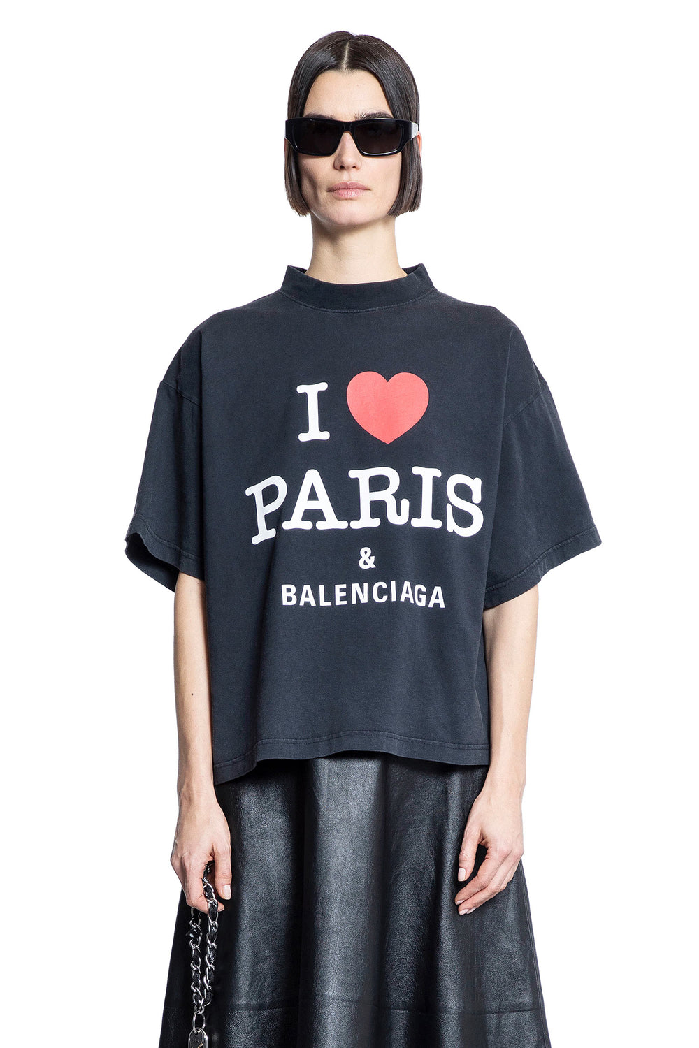 BALENCIAGA WOMAN BLACK T-SHIRTS & TANK TOPS