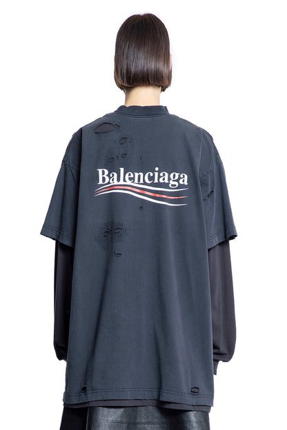 BALENCIAGA WOMAN BLACK T-SHIRTS & TANK TOPS