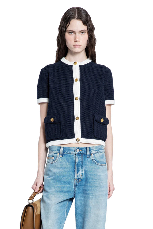 Crochet Knit Cropped Cardigan - Antonioli.eu