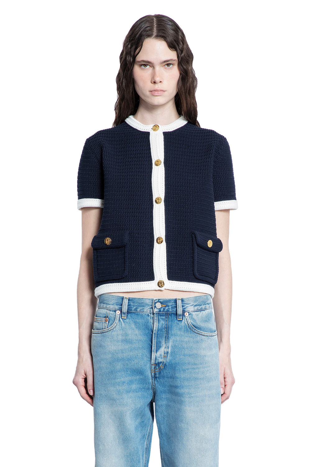 GUCCI WOMAN BLUE KNITWEAR