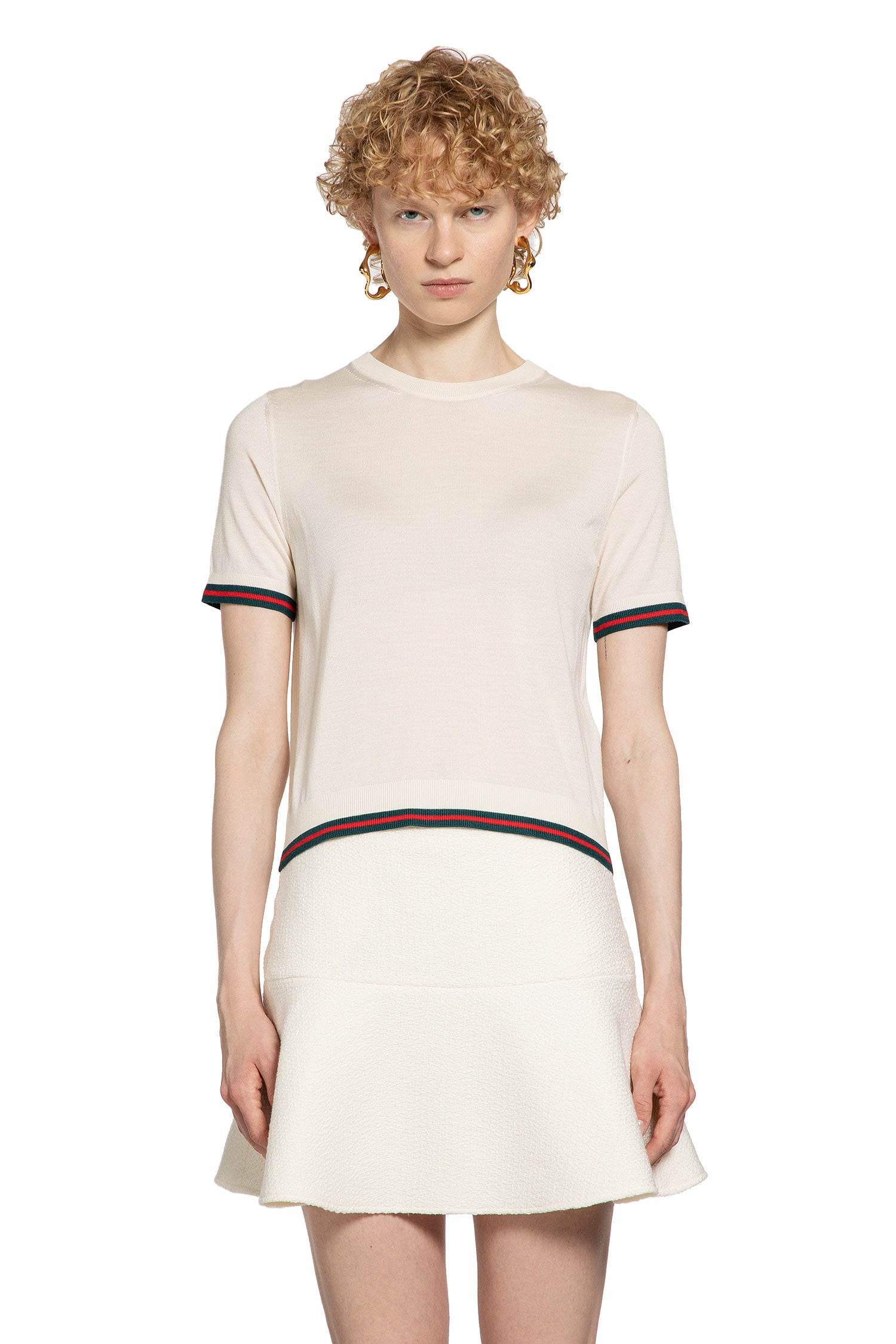 GUCCI WOMAN OFF-WHITE T-SHIRTS & TANK TOPS