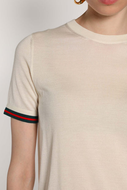 GUCCI WOMAN OFF-WHITE T-SHIRTS & TANK TOPS