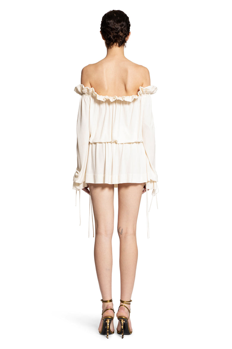 SAINT LAURENT WOMAN OFF-WHITE DRESSES