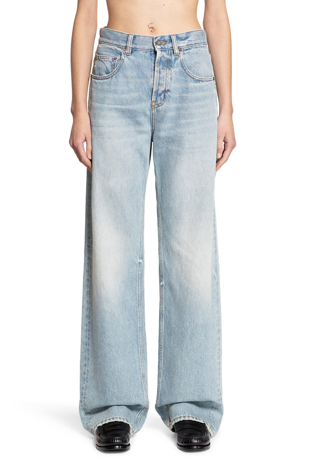 SAINT LAURENT WOMAN BLUE JEANS