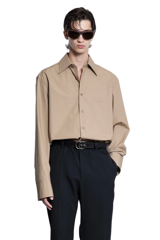 Embossed Logo Cotton Poplin Shirt - Antonioli.eu