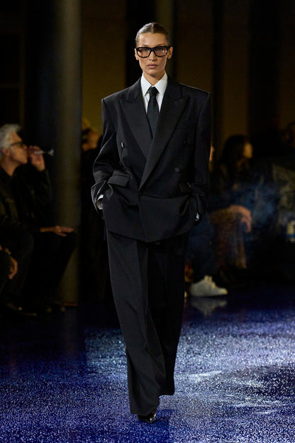 SAINT LAURENT WOMAN BLACK TROUSERS