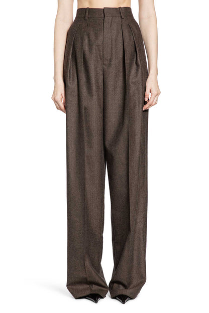 Wide Leg Pants in Herringbone Wool