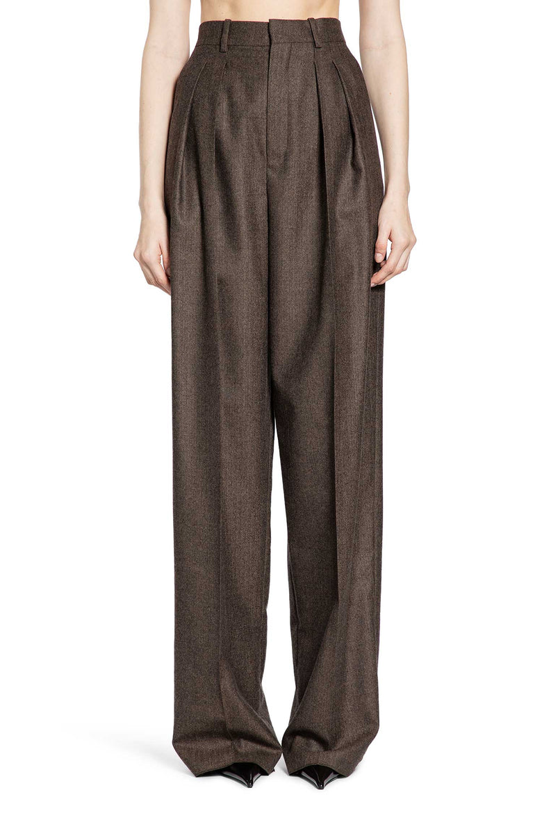 Wide Leg Pants in Herringbone Wool
