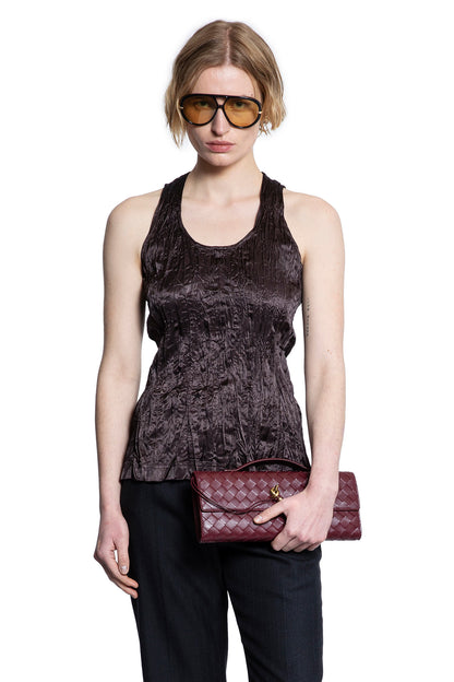 BOTTEGA VENETA WOMAN BROWN T-SHIRTS & TANK TOPS