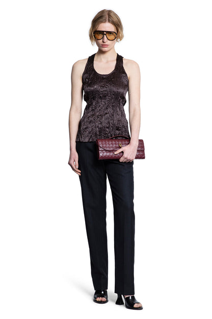 BOTTEGA VENETA WOMAN BROWN T-SHIRTS & TANK TOPS