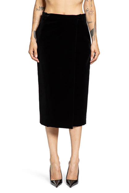 Midi Wrap Skirt in Cotton Velvet