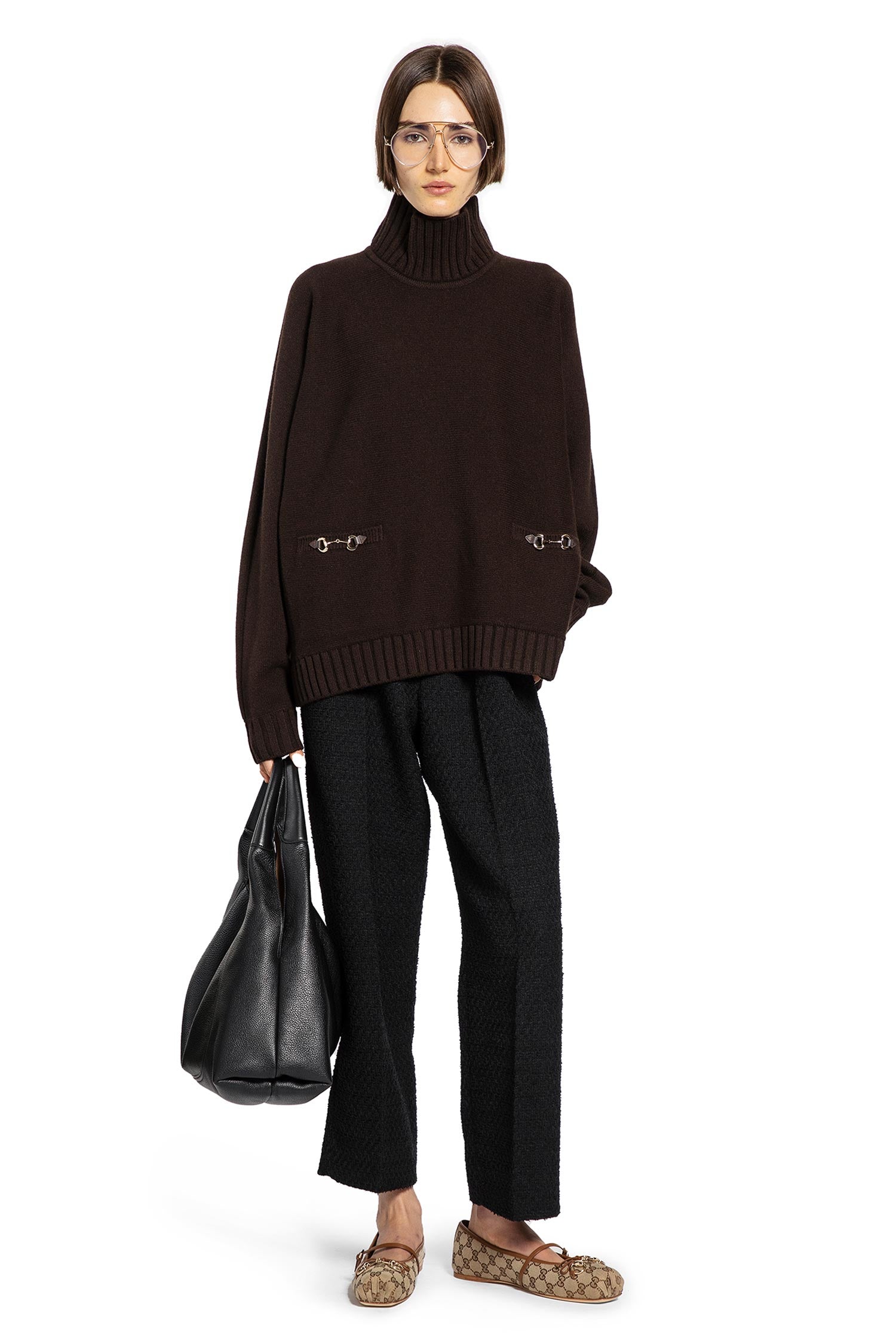 GUCCI WOMAN BROWN KNITWEAR