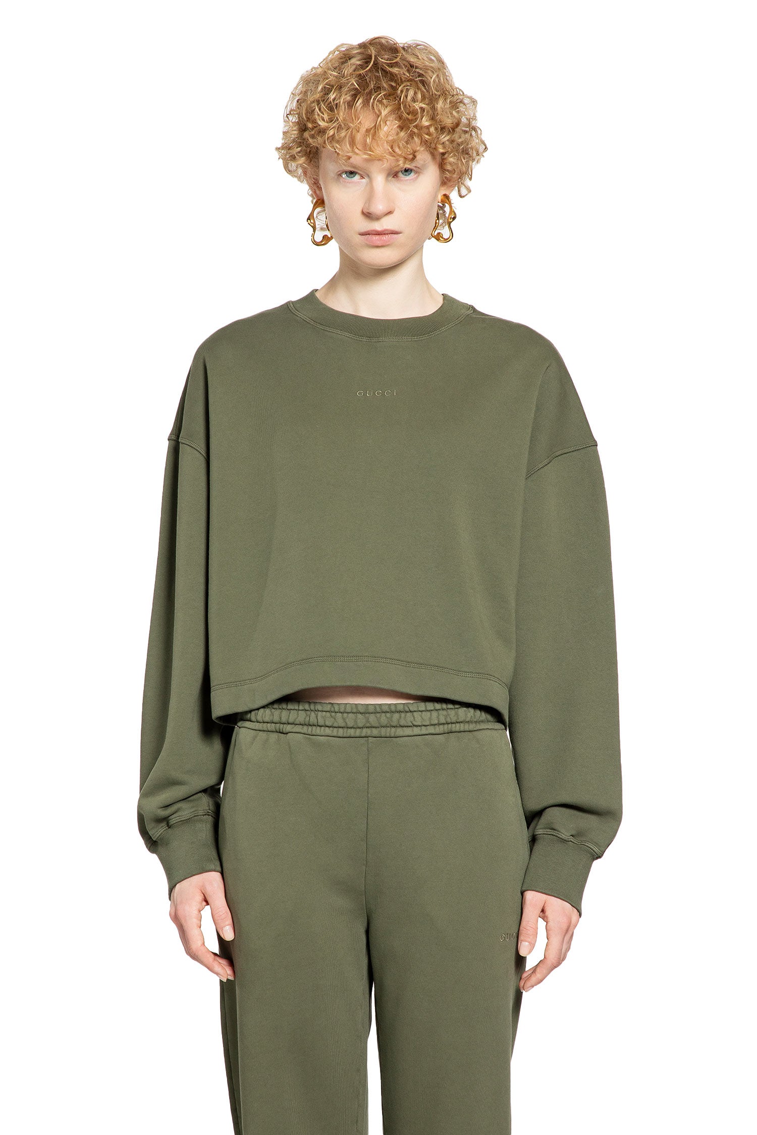 GUCCI WOMAN GREEN SWEATSHIRTS