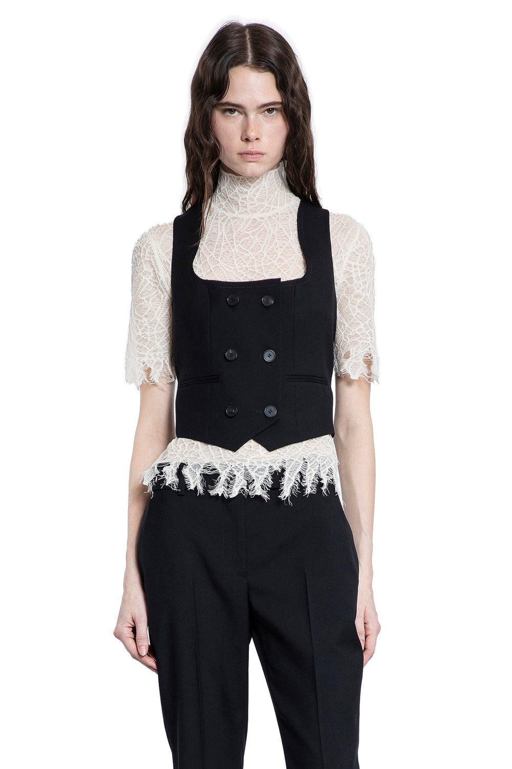 ALEXANDER MCQUEEN WOMAN BLACK VESTS