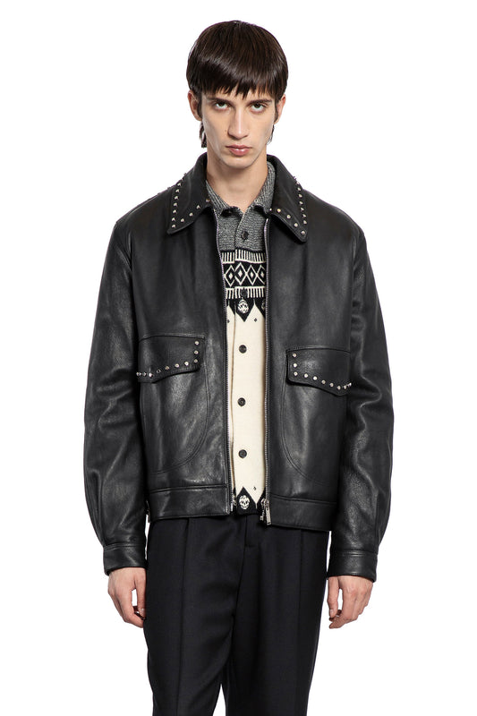 Studded Leather Aviator Jacket - Antonioli.eu
