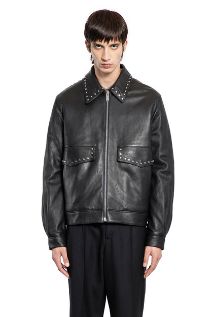 Studded Leather Aviator Jacket