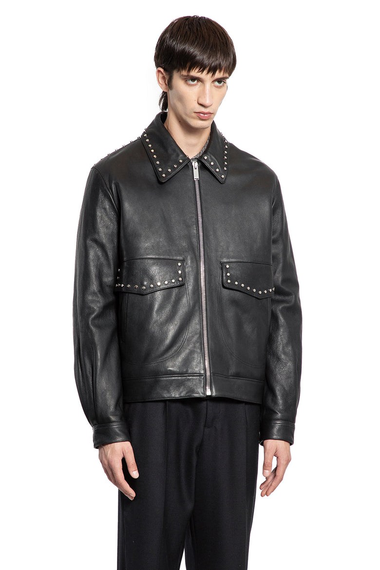 Studded Leather Aviator Jacket