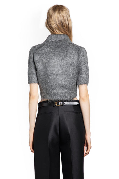 Brushed Mohair Cropped Polo Top