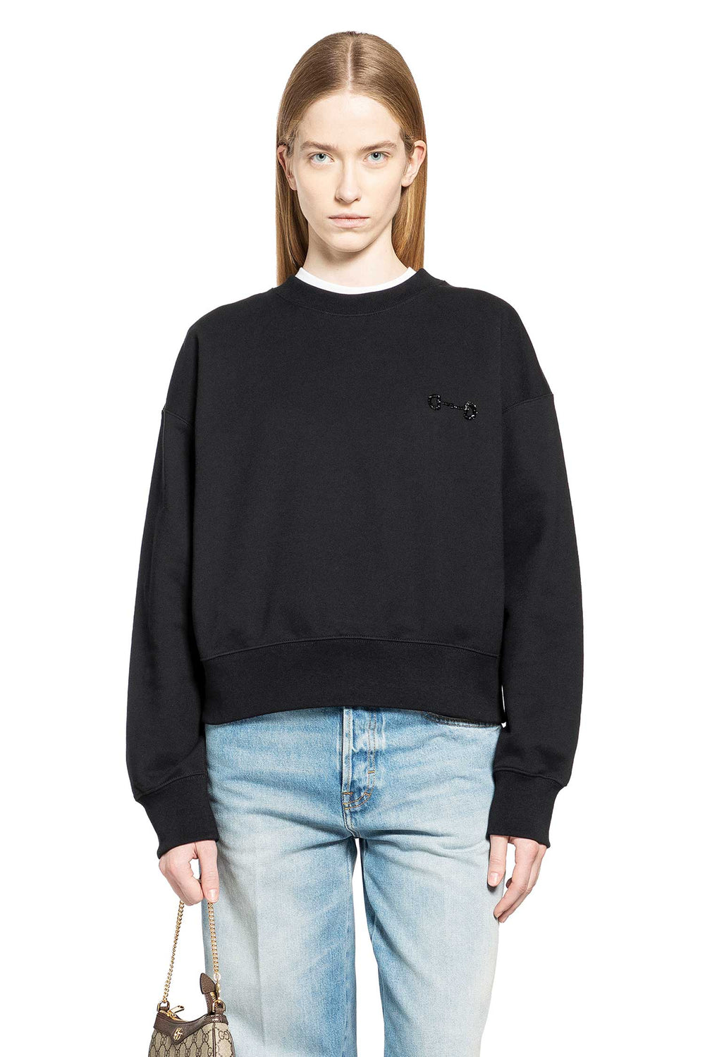 GUCCI Cotton jersey sweatshirt with embroidery woman