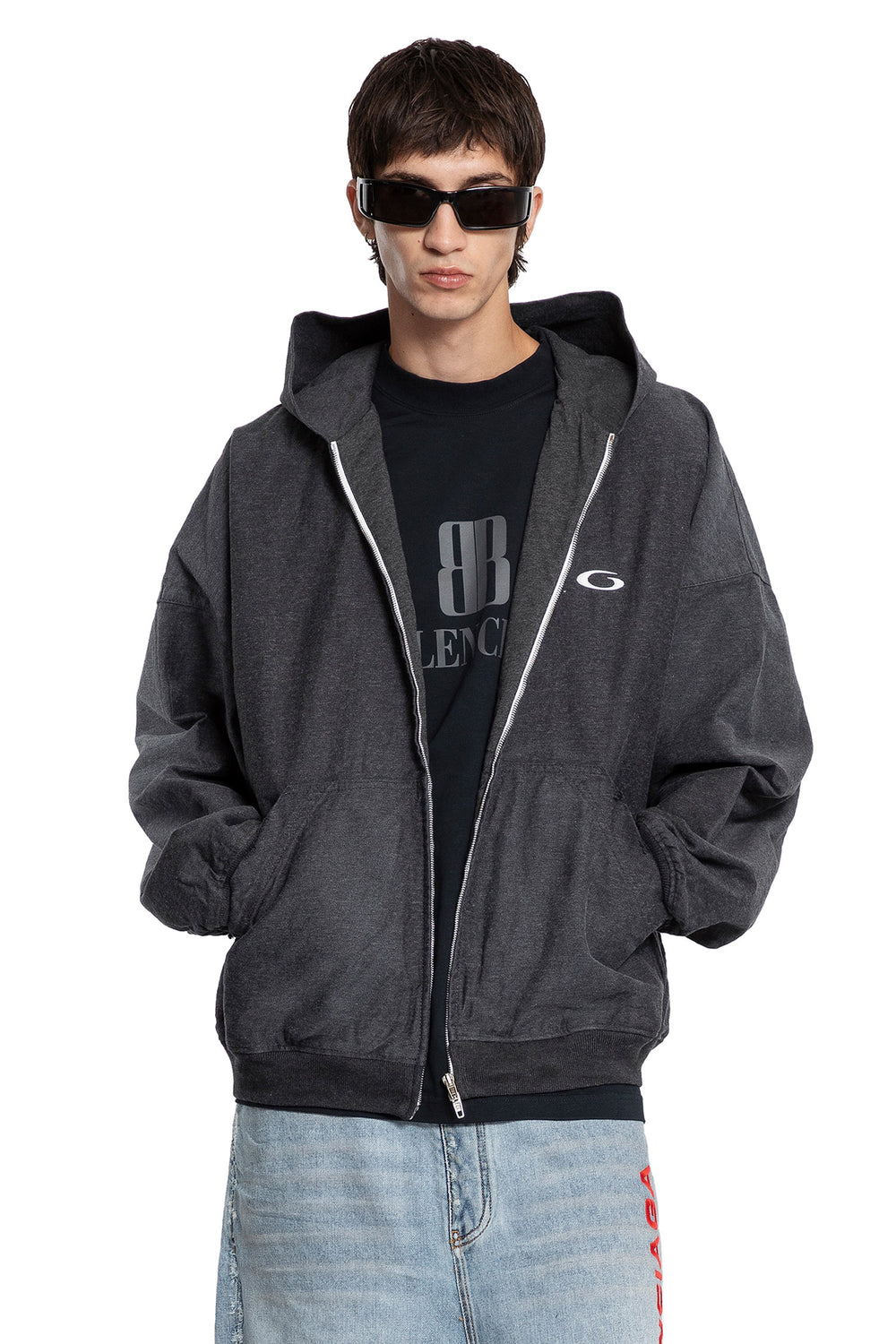 BALENCIAGA Trompe L'Oeil Hoodie in Cotton Denim man