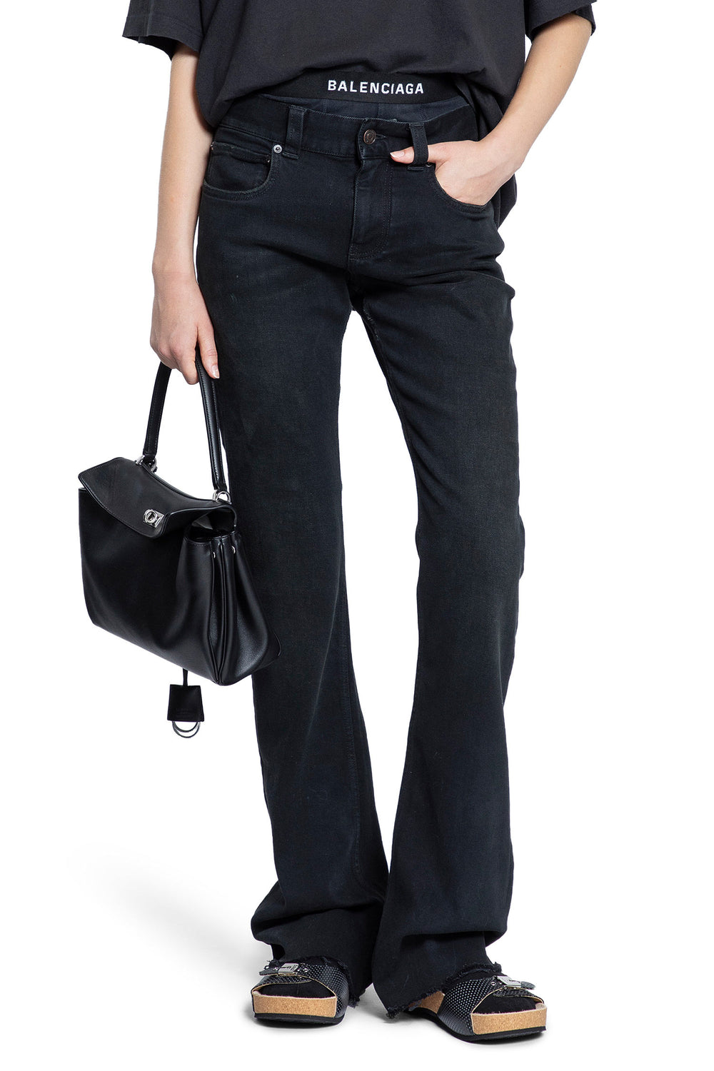 BALENCIAGA Slim Fit Bootcut Pants in Cotton Denim woman