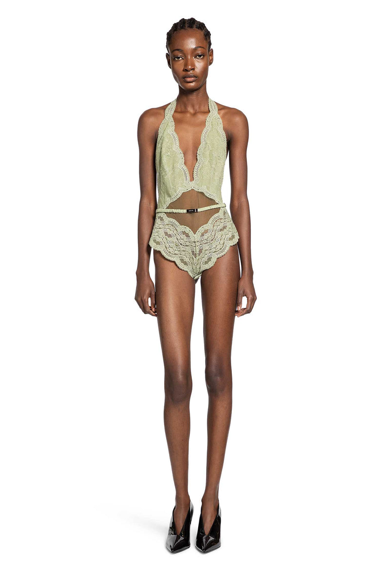 Floral lace tulle bodysuit