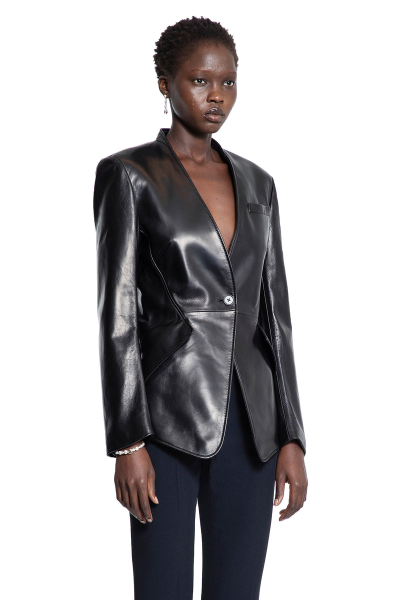 Peplum Tailored Leather Blazer - Antonioli.eu