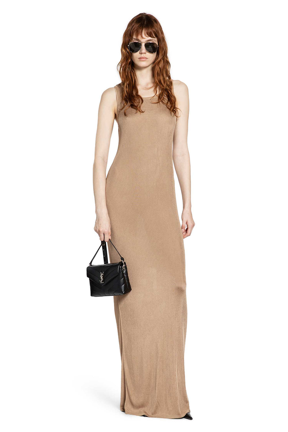 SAINT LAURENT Long Tank Dress in Rib Knit woman